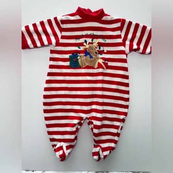 Little Me Other - Little Me My First Christmas Red and White Baby Outfit Size 3M